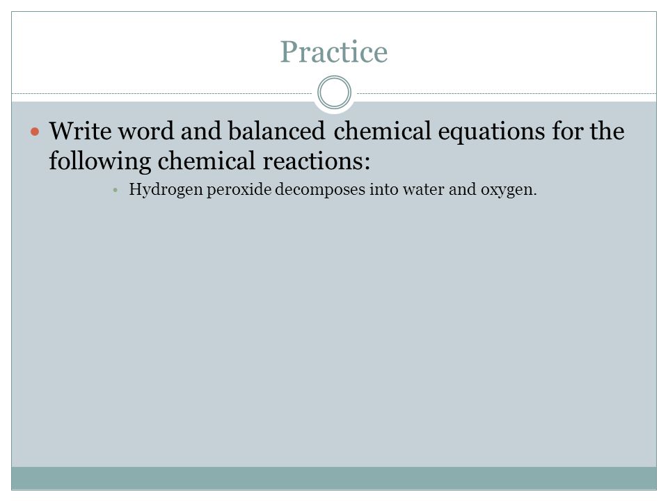 word equations write and balance the following chemical equations